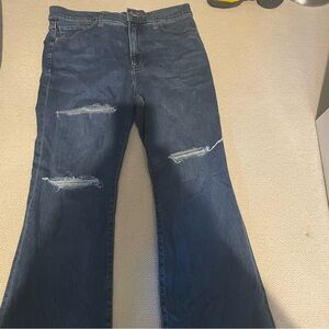 EXPRESS WOMENS DISTRESSED FLARE HIGH RISE JEANS 12L